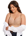 Beautify Curvy Cut & Sew Lace Neckline Double Layered Wired Bra-SKIN
