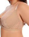 Beautify Curvy Cut & Sew Lace Neckline Double Layered Wired Bra-SKIN