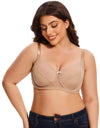 Beautify Curvy Cut & Sew Lace Neckline Double Layered Wired Bra-SKIN