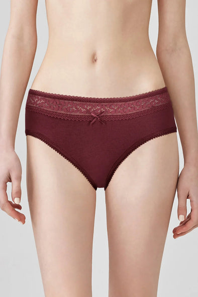 Papillon Cotton Panty - Burgundy