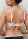 COTTON DOUBLE LAYERED MID HIGH PANEL NON WIRED PRINTED BRA -CANDY FLORAL PRINT