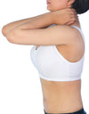 Beautify  COTTON FRONT OPEN SLIP ON POST SURGICAL BRA WITH POCKETS-WHITE