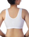 Beautify  COTTON FRONT OPEN SLIP ON POST SURGICAL BRA WITH POCKETS-WHITE