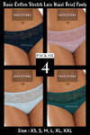Secret Possessions Panty - Basic Cotton Stretch Lace Waist Brief Panty Pack of 4