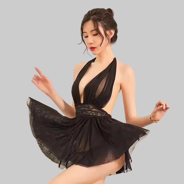 2 Piece Net Nighty with Thong Panty – Elegant & Bold Free Size