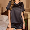 new summer ice silk pajamas women's spring and summer short-sleeved shorts loungewear set TZ22275