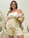 Plus Size Flower, Butterfly Print Cami Pajama Set