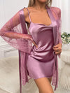 Satin Cami Nightdress & Contrast Lace Robe PJ Set