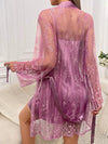 Satin Cami Nightdress & Contrast Lace Robe PJ Set